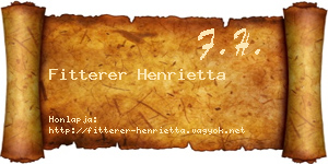 Fitterer Henrietta névjegykártya